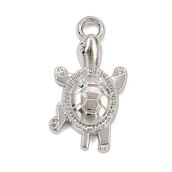 Platinum Alloy Pendants, Tortoise Charms, Rack Plating, Cadmium Free & Nickel Free & Lead Free, Platinum, 23.5x13x4mm, Hole: 2.5mm