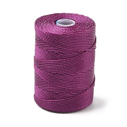 Purple Waxed Polyester Cords, Twisted Thread, Round, Purple, 0.8mm, about 54.68 Yards(50m)/Roll