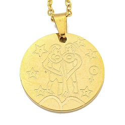 Gemini Constellation Pendant Necklaces, 201 Stainless Steel Cable Chain Necklaces, Gemini, 19.96 inch(50.7cm)