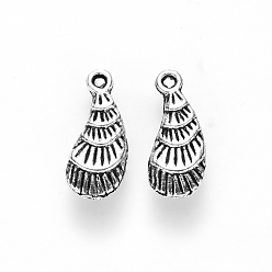 Antique Silver Tibetan Style Alloy Charms, Teardrop, Cadmium Free & Lead Free, Antique Silver, 15x6x2.5mm, Hole: 1mm, about 1920pcs/1000g
