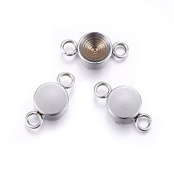 Stainless Steel Color Tarnish Resistant 201 Stainless Steel Cabochon Connector Settings, Flat Round, Stainless Steel Color, Fit For 5.5mm Rhinestone, 12x6x3mm, Hole: 1.8mm