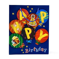 Globo Bolsas de papel rectangulares con tema de cumpleaños, con asas, para bolsas de regalo y bolsas de compras, patrón de globo, 26x10x32 cm