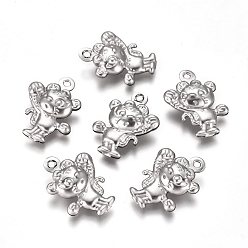 Stainless Steel Color Tarnish Resistant 304 Stainless Steel Pendants, Tiger, Stainless Steel Color, 17x12x4mm, Hole: 1mm