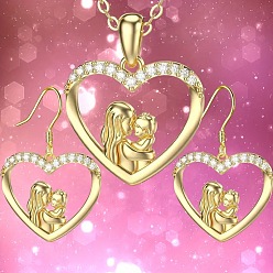 Сердце Комплекты из ожерелий с подвесками и серег-гвоздиков из сплава, золотые, сердце, 470 мм