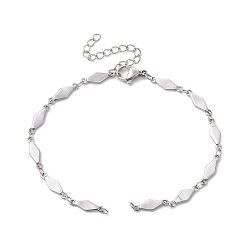 Нержавеющая Сталь Цвет 304 изготовление браслета из ромбовидной цепи из нержавеющей стали, цвет нержавеющей стали, 7-5/8 дюйм (19.4 см)