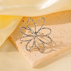 Нержавеющая Сталь Цвет Регулируемые 304 манжеты из нержавеющей стали для женщин, цветок, цвет нержавеющей стали, 42.5x37 мм, размер США 6 1/2 (16.9 мм)