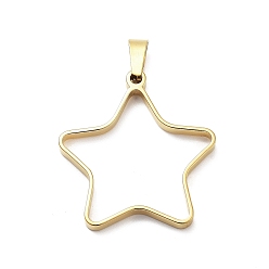 Звезда 304 подвески из нержавеющей стали из нержавеющей стали, для diy уф смолы, эпоксидная смола, реальный 18 k позолоченный, звезда, 32x30x3 мм, отверстие : 8x4 мм