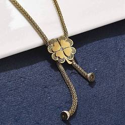 Oro 304 Collares de acero inoxidable con forma de trébol y diamantes de imitación de cristal, revestimiento de iones (ip), dorado, 24.80 pulgada (63 cm)