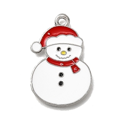 Снеговик Подвески из эмали и сплава, платина, Рождественская серия, снеговик, 26x17x1 мм, отверстие : 1.6 мм