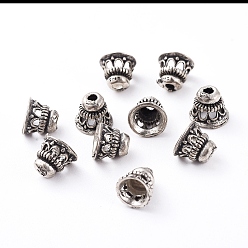 Antique Silver Tibetan Style Bead Caps, Hat, Antique Silver, 8x7mm, Hole: 1.5mm, Inner Diameter: 5mm