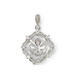 Платина Латунные микро-паве прозрачные кубические цирконии европейские подвески-шармы, привязка поручительств, за половину пробурено бисера, квадратный, без свинца и без кадмия, долговечный, платина, 19.5x17x5.5 мм, отверстие : 3.5x2.3 мм