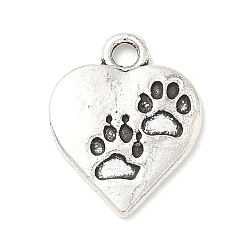 Сердце Сплавочные подвески тибетского стиля, брелоки из серии "Собаки", античное серебро, сердце, 17x13.5x1.5 мм, отверстие : 2 мм