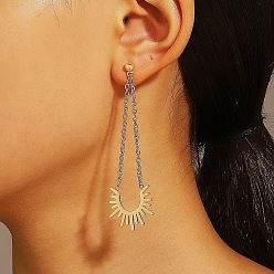 Солнце 304 из нержавеющей стали болтаться серьги, реальный 18 k позолоченный, солнце, 75x20 мм