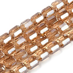 Перу Стеклянные бусины с гальваническим покрытием , граненый ствол, Перу, 9x7.5 мм, отверстие : 1.3 мм, около 60 шт / нитка, 21.46'' (54.5 см)