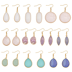 Смешанные камни 10 пара 316 серьги-подвески из хирургической нержавеющей стали, с природных драгоценных камней, 43~54 мм