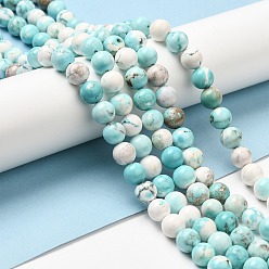 Turquoise Natural Magnesite Beads Strands, Dyed & Heated, Round, Turquoise, 8mm, Hole: 1.2mm, about 49~52pcs/strand, 15.51~15.67''(39.4~39.8cm)
