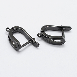 Gunmetal Brass Hoop Earring Findings with Latch Back Closure, Gunmetal, 20x13x5mm, Hole: 1mm, Pin: 1mm
