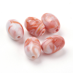 Индийский Красный Акриловые бусины, Стиль имитация драгоценных камней, овальные, Индийская красная, 13~13.5x9.5~10 мм, отверстие : 2 мм, Около 630 шт / 500 г