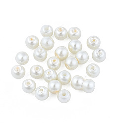 Бежевый Экологически чистые стеклянные круглые бусины с жемчугом, бежевые, 4.5x4 мм, отверстие : 0.8~1 мм, Около 10000 шт / 1000 г