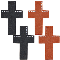 Gemischte Farbe 4Stk. 2 Farben Leder Lesezeichen, Kreuz, Gemischte Farbe, 70x44x3 mm, 2 Stk. je Farbe