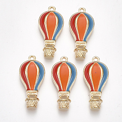 Разноцветный Подвески из сплава , с эмалью, воздушный шар, золотой свет, красочный, 21.5x10x3 мм, отверстие : 1.2 мм