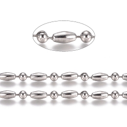 Нержавеющая Сталь Цвет Не тускнеют 304 шариковые цепи из нержавеющей стали, цвет нержавеющей стали, рис: 10x5 мм, Шар: 5 mm