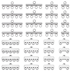 Stainless Steel Color 48Pcs 8 Styles 304 Stainless Steel Chandelier Component Links, Bar and Rectangle, Non-Tarnish, Stainless Steel Color, 5~9x7.5~25x1.5~2.5mm, Hole: 1~2mm, 6pcs/style
