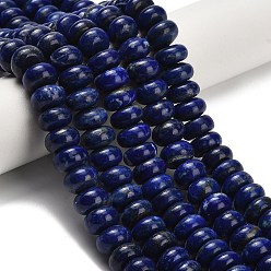 Класс A Нитки бусины из натурального ляписа-лазури, рондель, класс А, класс А, 10x6 мм, отверстие : 0.8 мм, около 61~64 шт / нитка, 15.94~16.34'' (40.5~41.5 см)