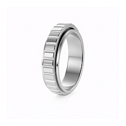 Stainless Steel Color 304 Stainless Steel Rotating Finger Rings for Men, Fidget Spinner Ring for Calming Worry Meditation, Stainless Steel Color, US Size 10(19.8mm)