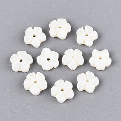 Кремово-белый Резные бусины из натуральных пресноводных ракушек, цветок, кремово-белые, 7~8x2.5~3 мм, отверстие : 0.9~1 мм
