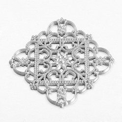 Платина Филигранные столяры тибетском стиле, без кадмия, без никеля и без свинца, ромб, платина, 36x36x1 мм, отверстие : 1 мм