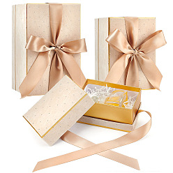 Фора 3шт. 3 стили подарочных коробок из картона с бархатной крышкой и лентой, прямоугольные, оранжевые, 14~25x9~16.2x7.2~14 см, 1 шт / стиль