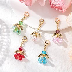 (52) Непрозрачная лаванда Подвесные украшения из сплава стеклянных цветов, разноцветные, 43.5 мм