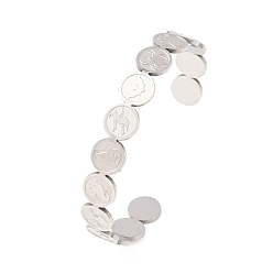 Нержавеющая Сталь Цвет Хэллоуин 201 Браслеты-манжеты из нержавеющей стали для женщин, плоская круглая фигурка с летучей мышью, пауком и призраком., цвет нержавеющей стали, внутренний диаметр: 2.32 дюйм (5.9 см)