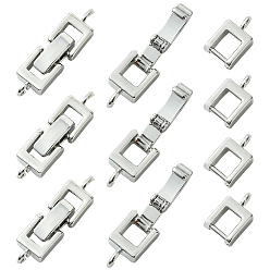 Платина 10шт. стойка с покрытием латунью, застежки-скобы, долговечный, без свинца и без кадмия, прямоугольные, платина, 22x6~7x4 мм, отверстие : 1.4~1.6 мм