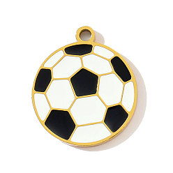 Настоящее золото 18K 304 нержавеющей стальной эмали подвески, прелести футбола, ионное покрытие (ip), реальный 18 k позолоченный, 18x16 мм