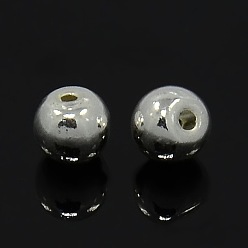 Серебро Сплавочные овальные бусины тибетского стиля , без свинца и без кадмия, круглые, серебряные, 6x6x5 мм, отверстие : 1.5 мм