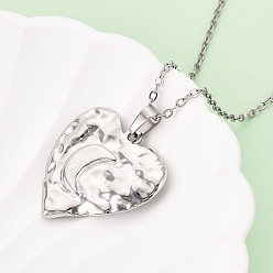 Нержавеющая Сталь Цвет 304 подвесные из нержавеющей стали ожерелья, сердце с луной, не тускнеет, цвет нержавеющей стали, 17.72~18.11 дюйм (45~46 см)