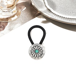 Цветок Резинки для волос из сплава, с нейлоновым шнуром, с имитацией бирюзы, цветок, 30 мм