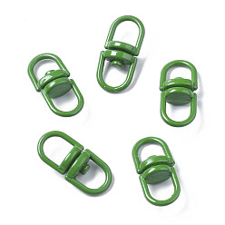 Green Spray Painted Eco-Friendly Alloy Double Eye Swivel Clasps, Swivel Snap Hook, Key Clasp Connectors, Cadmium Free & Nickel Free & Lead Free, Green, 19x9x6mm, Hole: 5X5.5mm
