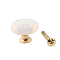Опал Плоские круглые опаловые ручки ящиков, с латунным, шкаф тянет ручки, аксессуары для дверных ручек, 25x7 мм