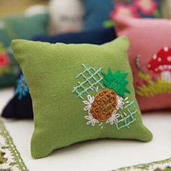 Ананас Наборы для вышивания подушек с квадратной иглой своими руками, включая набивную хлопчатобумажную ткань, нитки и иглы для вышивания, узор ананаса, 100x100 мм