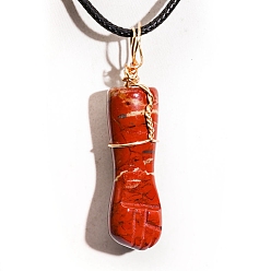 Красный Камень Кулоны из натуральной красной яшмы, очарование в форме рук, золотые, 38x15 мм