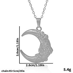 Серебро 304 Женские ожерелья с подвеской в виде цветка и полумесяца из нержавеющей стали, серебряные, 17.72 дюйм (45 см)