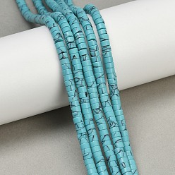 Средний Бирюзовый Синтетических нитей бирюзовые бусы, диск, Heishi бусы, средне бирюзовый, 4x2~2.5 мм, отверстие : 0.9 мм, около 158 шт / нитка, 14.96'' (38 см)