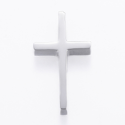 Нержавеющая Сталь Цвет Устойчивые к потускнению 304 подвески из нержавеющей стали, латинский крест, цвет нержавеющей стали, 30x17x5 мм, отверстие : 3 мм
