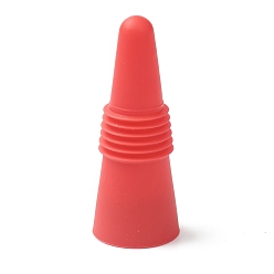 Red Silicone Wine Bottle Stoppers, with Stainless Steel Findings inside, Cone, Red, 64x25mm