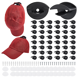 Black 50 Sets ABS Plastic Hat Hooks, Black, 47x38x30mm