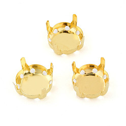 Золотой 201 нержавеющая сталь для пришивания зубцов, настройки когтей для стразов с плоской обратной стороной, плоско-круглые, золотые, пригодный для стразов 11 мм, 11x6.5 мм, отверстие : 1.2 мм