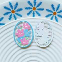 Бледно-Розовый Овальные акриловые подвески, цветок, розовый жемчуг, 38x27 мм